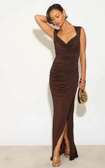 AMARI Chocolate Brown Dress