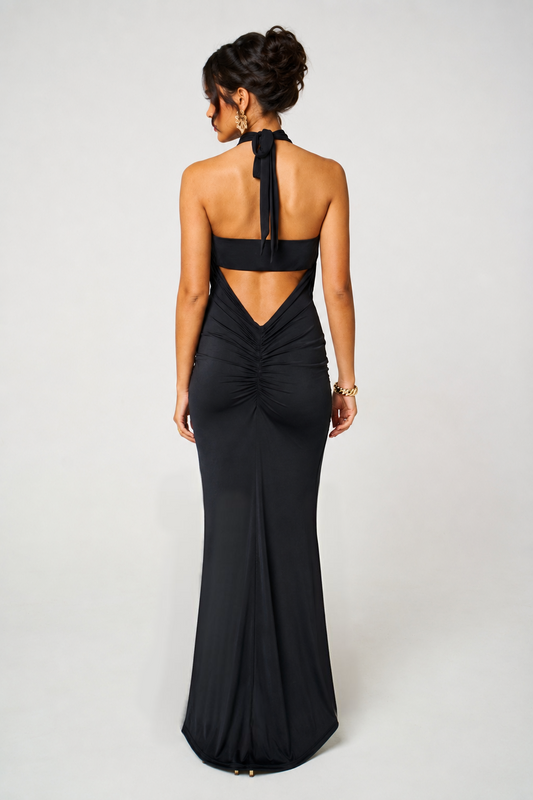SELENE Maxi Halter Dress | Black