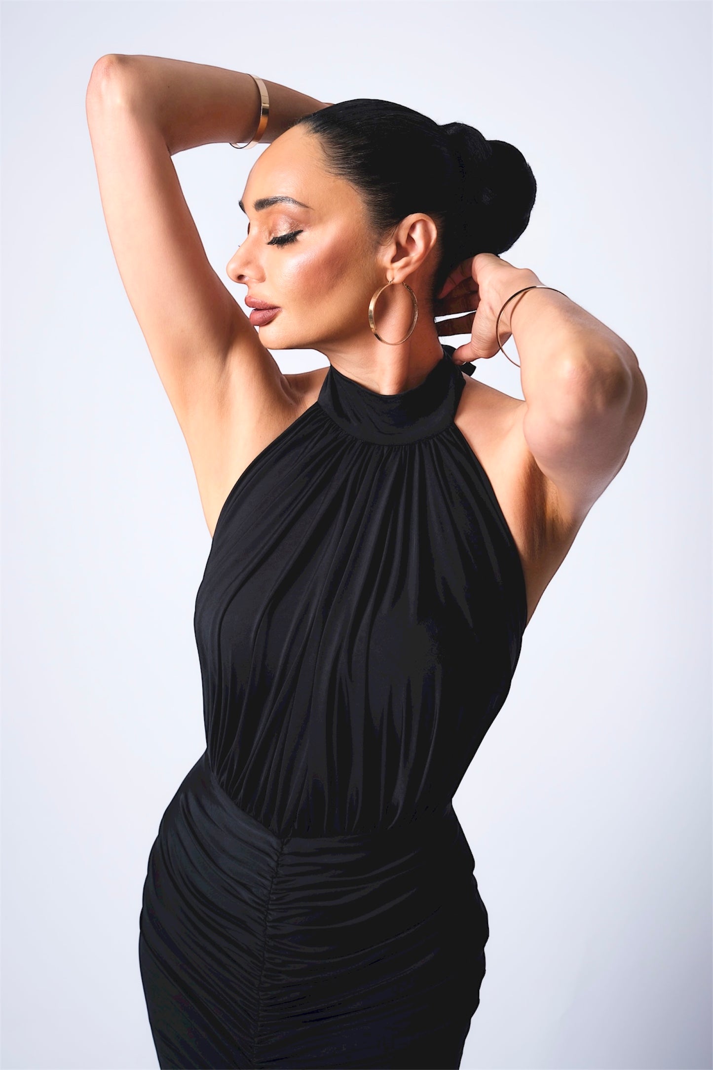 SELENE long halter dress | Black