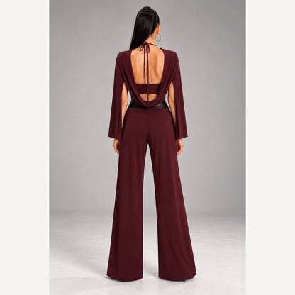 IMANI Backless & Bra Friendly Blazer Style Jumpsuit | Plum