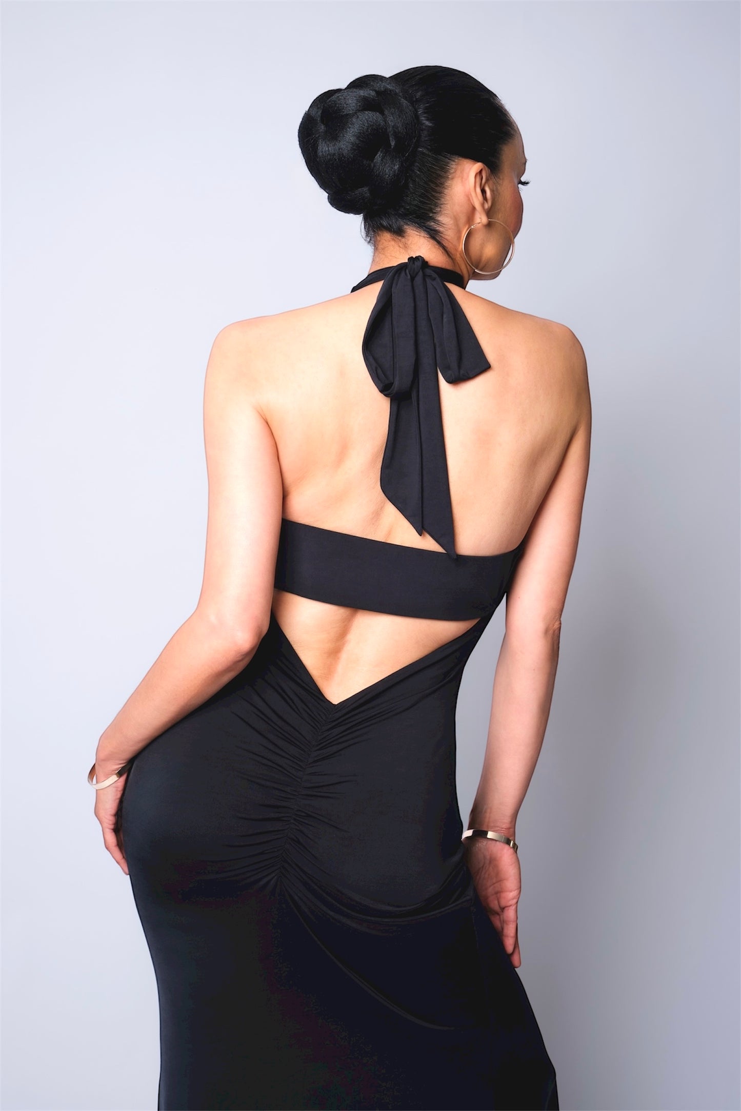 SELENE long halter dress | Black