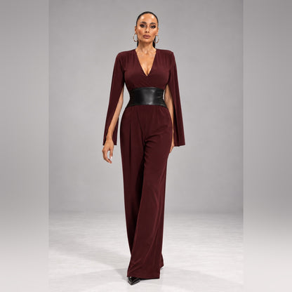 IMANI Backless & Bra Friendly Blazer Style Jumpsuit | Plum
