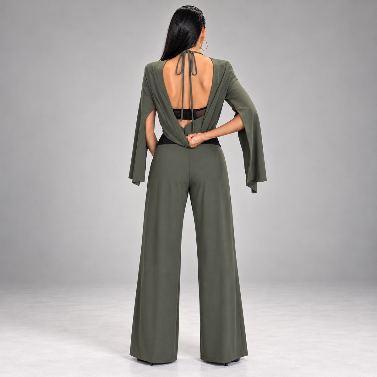 IMANI Backless & Bra Friendly Blazer Style Jumpsuit | Khaki