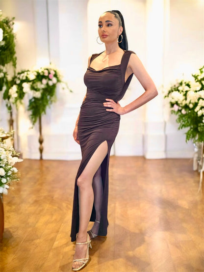 AMARI Chocolate Brown Dress