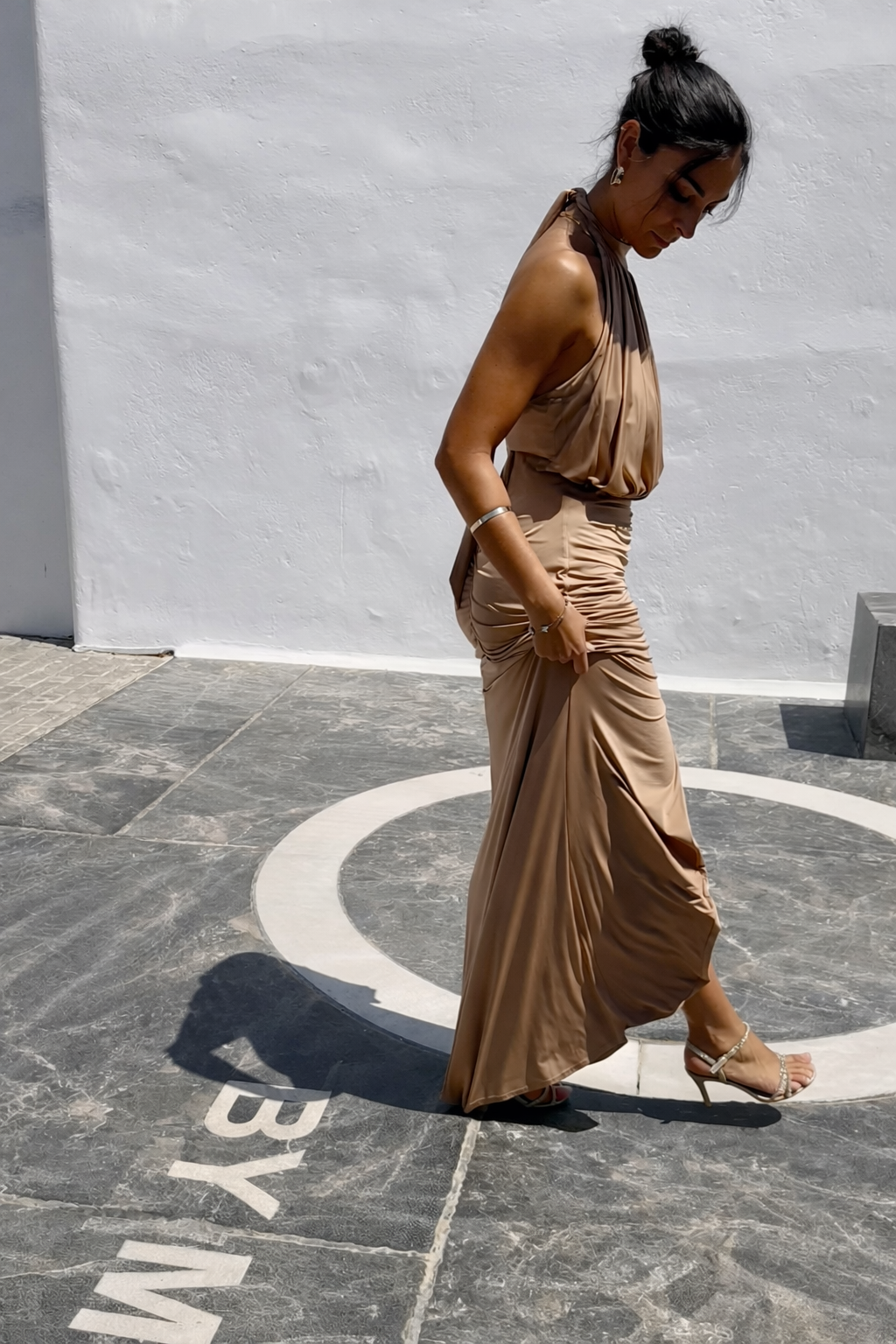 SELENE Maxi Halter Dress | Gold